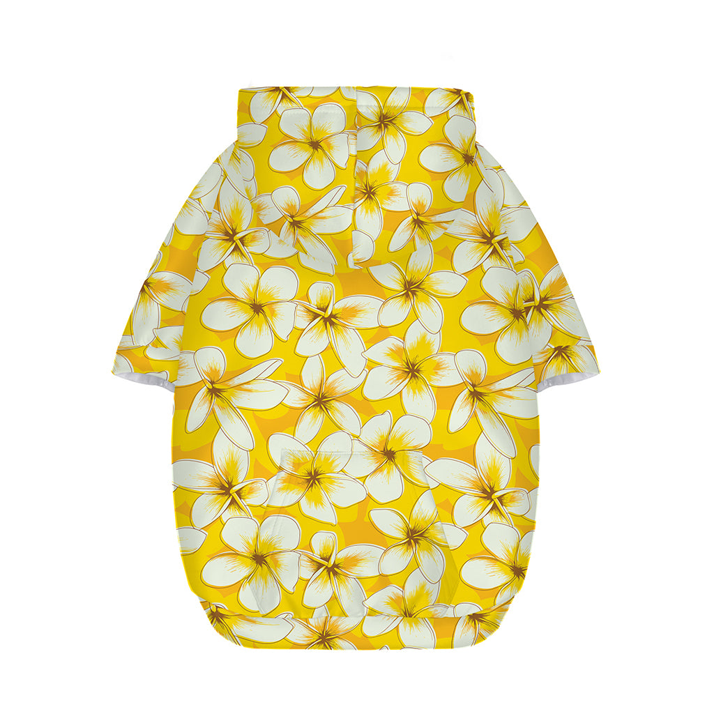 White And Yellow Plumeria Pattern Print Dog Zip Up Hoodie