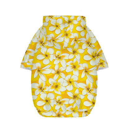 White And Yellow Plumeria Pattern Print Dog Zip Up Hoodie