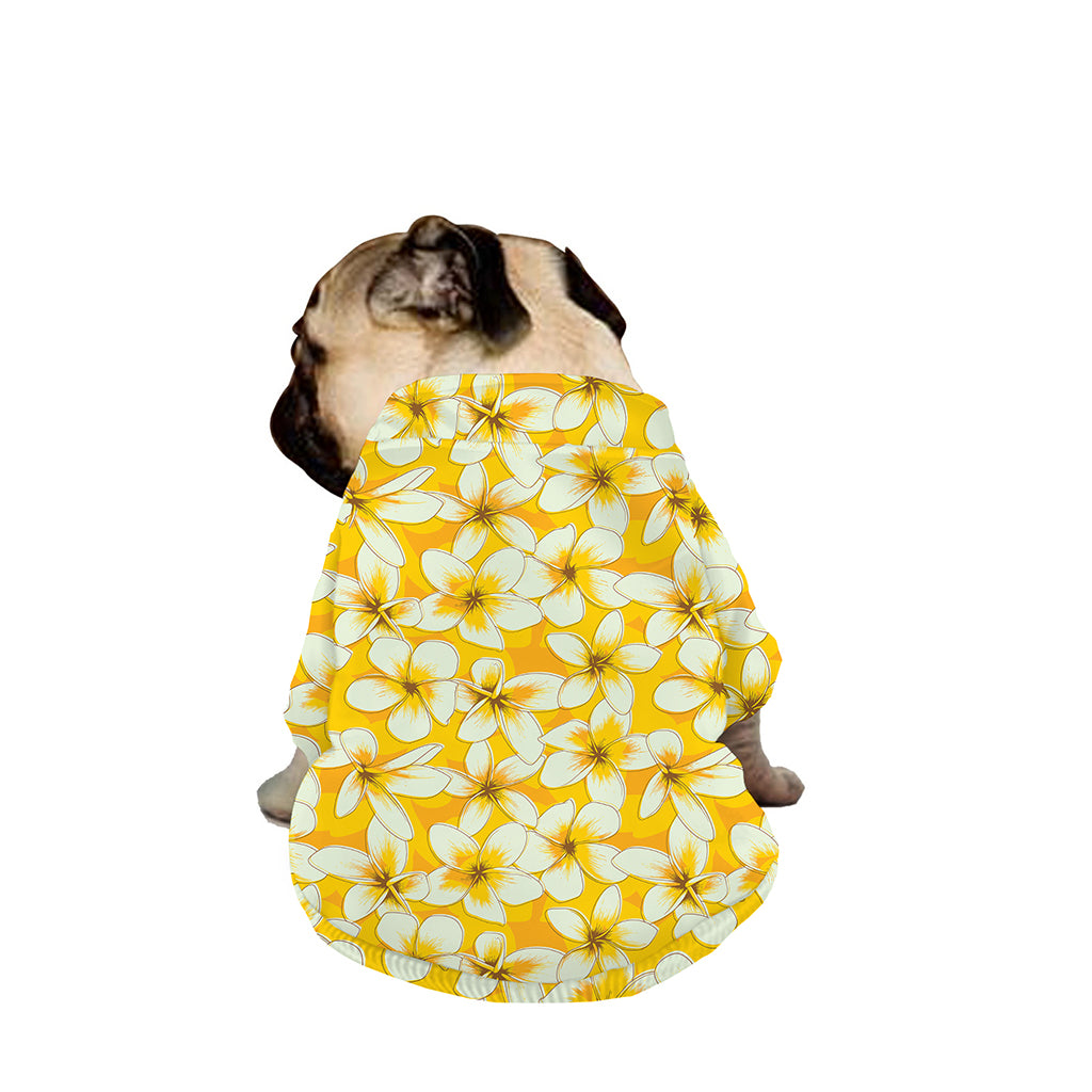 White And Yellow Plumeria Pattern Print Dog Zip Up Jacket