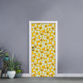 White And Yellow Plumeria Pattern Print Door Sticker