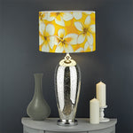 White And Yellow Plumeria Pattern Print Drum Lamp Shade