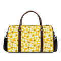 White And Yellow Plumeria Pattern Print Duffel Bag