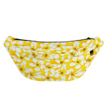 White And Yellow Plumeria Pattern Print Fanny Pack