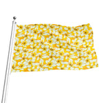 White And Yellow Plumeria Pattern Print Flag