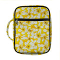 White And Yellow Plumeria Pattern Print Front Pocket Bible Bag