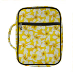 White And Yellow Plumeria Pattern Print Front Pocket Bible Bag