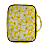 White And Yellow Plumeria Pattern Print Front Pocket Bible Bag