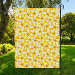White And Yellow Plumeria Pattern Print Garden Flag