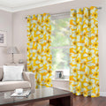 White And Yellow Plumeria Pattern Print Grommet Curtains