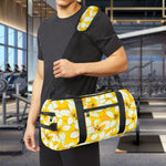 White And Yellow Plumeria Pattern Print Gym Bag