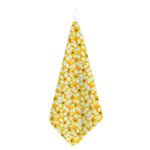 White And Yellow Plumeria Pattern Print Hand Towel