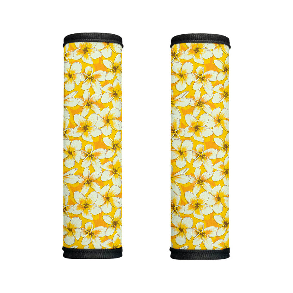 White And Yellow Plumeria Pattern Print Handle Covers