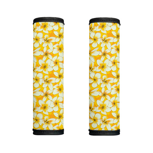 White And Yellow Plumeria Pattern Print Handle Covers