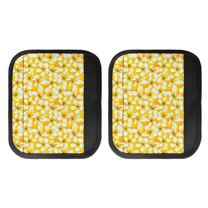 White And Yellow Plumeria Pattern Print Handle Covers