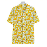 White And Yellow Plumeria Pattern Print Hawaiian Shirt