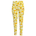 White And Yellow Plumeria Pattern Print High-Waisted Pocket Leggings