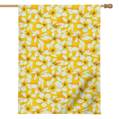 White And Yellow Plumeria Pattern Print House Flag