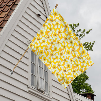 White And Yellow Plumeria Pattern Print House Flag