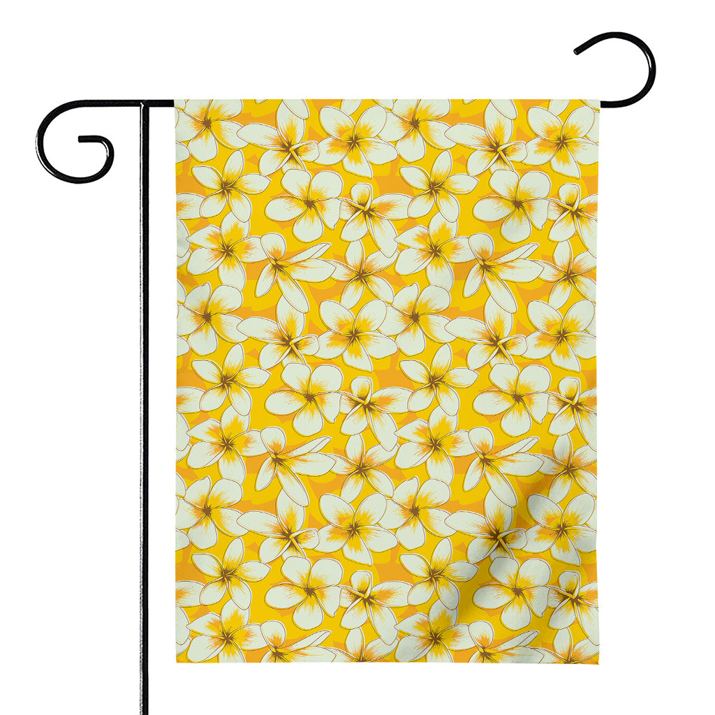 White And Yellow Plumeria Pattern Print House Flag