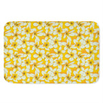 White And Yellow Plumeria Pattern Print Indoor Door Mat