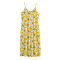 White And Yellow Plumeria Pattern Print Jersey Midi Cami Dress