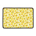 White And Yellow Plumeria Pattern Print Kitchen Mat