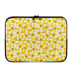 White And Yellow Plumeria Pattern Print Laptop Sleeve