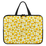 White And Yellow Plumeria Pattern Print Laptop Sleeve With Handle