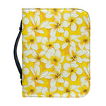 White And Yellow Plumeria Pattern Print Leather Bible Cover