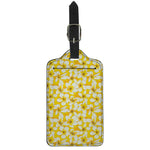 White And Yellow Plumeria Pattern Print Luggage Tag