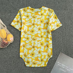 White And Yellow Plumeria Pattern Print Men's Bodysuit
