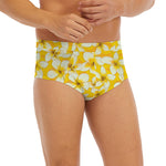 White And Yellow Plumeria Pattern Print Men's Briefs
