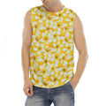 White And Yellow Plumeria Pattern Print Men's Fitness Tank Top