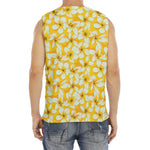 White And Yellow Plumeria Pattern Print Men's Fitness Tank Top