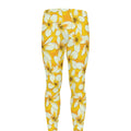 White And Yellow Plumeria Pattern Print Men's Leggings