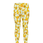 White And Yellow Plumeria Pattern Print Men's leggings