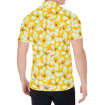 White And Yellow Plumeria Pattern Print Men's Shirt