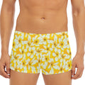 White And Yellow Plumeria Pattern Print Men's Short Boxer Briefs