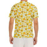 White And Yellow Plumeria Pattern Print Men's Short Sleeve Rash Guard