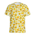 White And Yellow Plumeria Pattern Print Men's Athletic T-Shirt