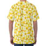 White And Yellow Plumeria Pattern Print Men's Velvet T-Shirt