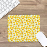 White And Yellow Plumeria Pattern Print Mouse Pad