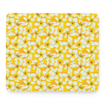 White And Yellow Plumeria Pattern Print Mouse Pad