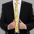 White And Yellow Plumeria Pattern Print Necktie
