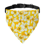 White And Yellow Plumeria Pattern Print Over The Collar Dog Bandana