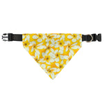 White And Yellow Plumeria Pattern Print Over The Collar Dog Bandana