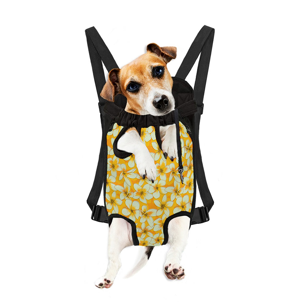 White And Yellow Plumeria Pattern Print Pet Carrier Backpack