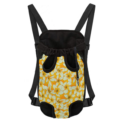 White And Yellow Plumeria Pattern Print Pet Carrier Backpack