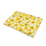 White And Yellow Plumeria Pattern Print Pet Cooling Mat Cover