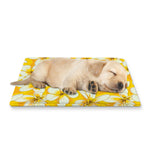 White And Yellow Plumeria Pattern Print Pet Cooling Mat Cover